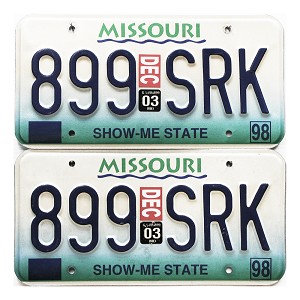 2003 Missouri License Plates Pair #899SRK