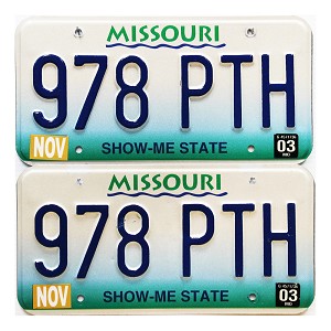 2003 Missouri License Plates Pair #978PTH