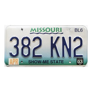 2003 Missouri Truck License Plate #382KN2