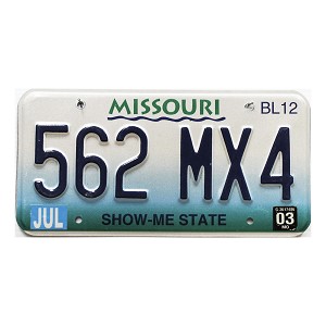 2003 Missouri Truck License Plate #562MX4