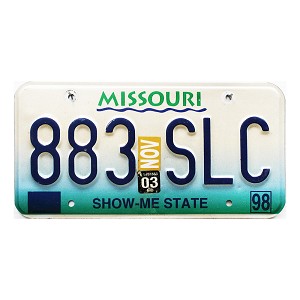 2003 Missouri License Plate #883SLC