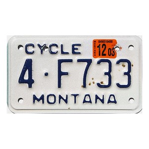 2003 Montana Motorcycle License Plate #4F733
