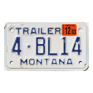 2003 Montana Trailer License Plate #4BL14