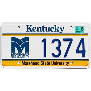 2003 Morehead State University License Plate #1374