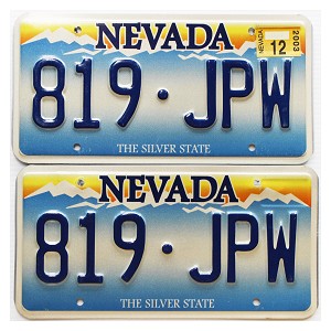 2003 Nevada License Plate Pair #819JPW