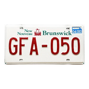 2003 New Brunswick License Plate #GFA050