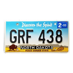 2003 North Dakota License Plate #GRF438