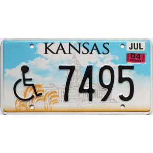 2004 Kansas Disabled License Plate #7495