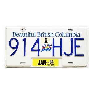 2004 British Columbia License Plate #914HJE