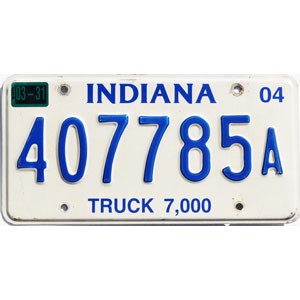 2004 Indiana Truck License Plate #407785A
