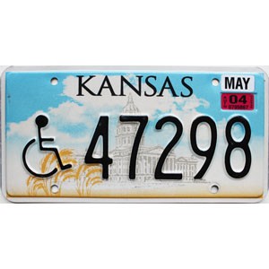 2004 Kansas Disabled License Plate #47298