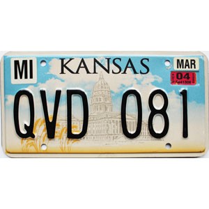 2004 Kansas License Plate #QVD081