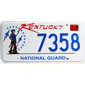 2004 Kentucky National Guard License Plate #7358