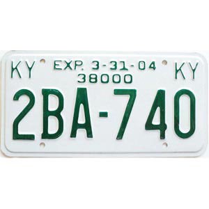 2004 Kentucky Truck License Plate #2BA740