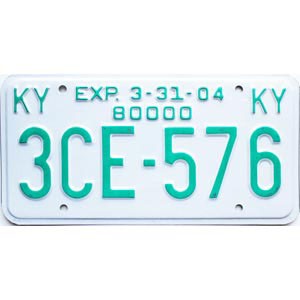 2004 Kentucky Truck License Plate #3CE576