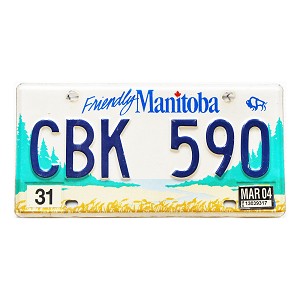 2004 Manitoba License Plate #CBK590