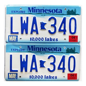 2004 Minnesota License Plates Pair #LWA340
