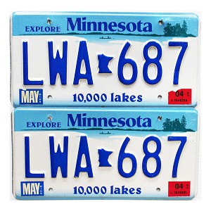 2004 Minnesota License Plates Pair #LWA687