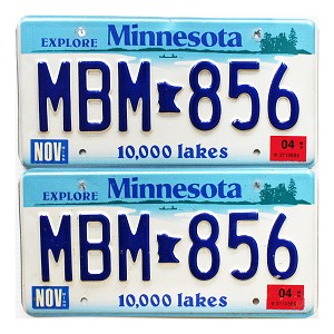 2004 Minnesota License Plates Pair #MBM856