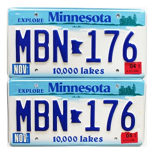 2004 Minnesota License Plates Pair #MBN176