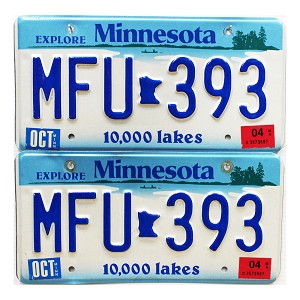 2004 Minnesota License Plates Pair #MFU393