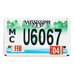 2004 Mississippi Motorcycle License Plate #U6067