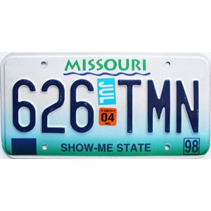 2004 Missouri License Plate #626TMN