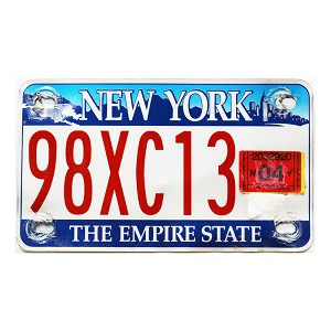 2004 New York Motorcycle License Plate #98XC13