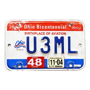 2004 Ohio Motorcycle License Plate #U3ML