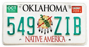 2004 Oklahoma License Plate #549ZIB