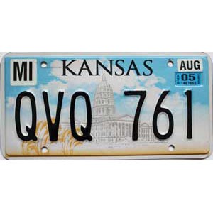 2005 Kansas License Plate #QVQ761