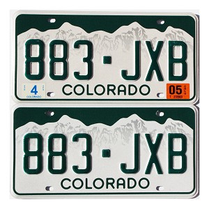 2005 Colorado License Plates Pair #883JXB