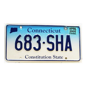 2005 Connecticut License Plate #683SHA