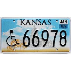 2005 Kansas Disabled License Plate #66978
