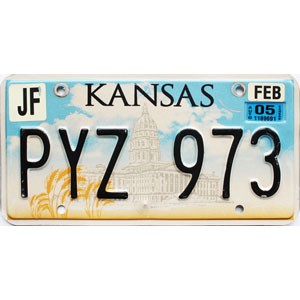 2005 Kansas License Plate #PYZ973