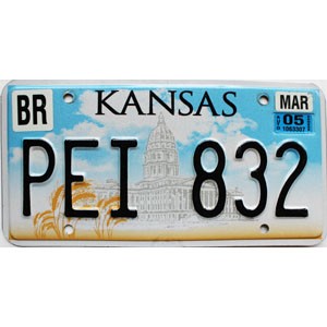 2005 Kansas License Plate #PEI832