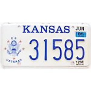 2005 Kansas Veteran License Plate #31585