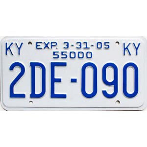 2005 Kentucky Truck License Plate #2DE090