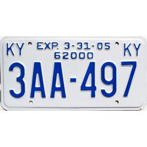 2005 Kentucky Truck License Plate #3AA497