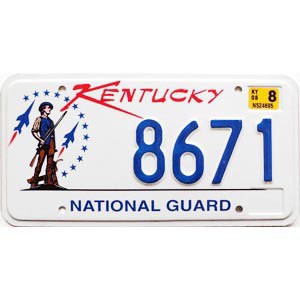 2005 Kentucky National Guard License Plate #8671