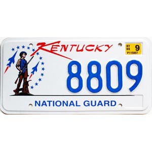 2005 Kentucky National Guard License Plate #8809