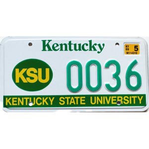 2005 Kentucky State University License Plate #36