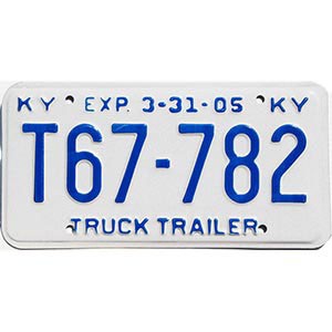 2005 Kentucky Truck Trailer License Plate #T67782