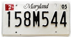 2005 Maryland License Plate #158M544