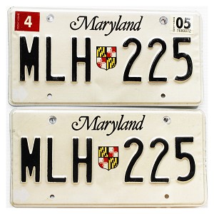 2005 Maryland License Plates Pair #MLH225
