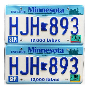 2005 Minnesota License Plates Pair #HJH893