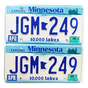 2005 Minnesota License Plates Pair #JGM249