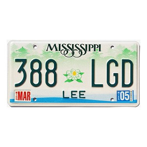 2005 Mississippi License Plate #388LGD