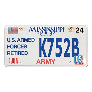 2005 Mississippi Veteran License Plate #K752B