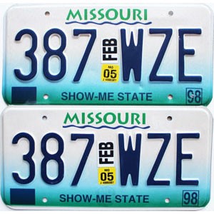 2005 Missouri License Plates Pair #387WZE